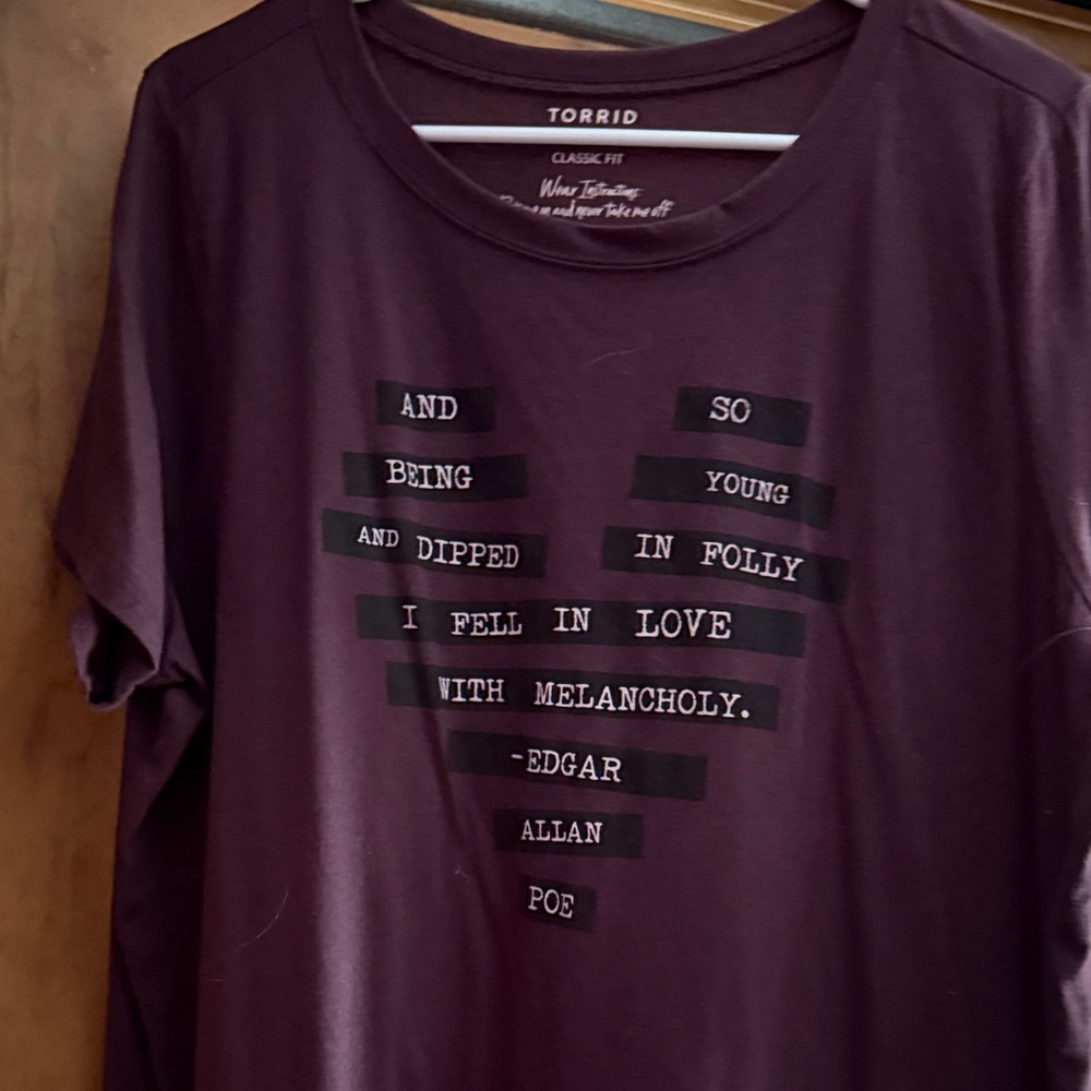 Short-Sleeve Graphic Tee with Edgar Allan Poe Quote